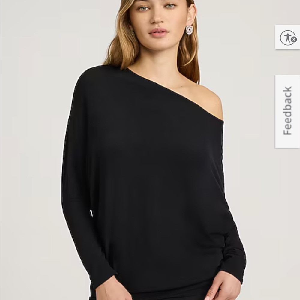 Express Black Asymmetrical Long Sleeve Top